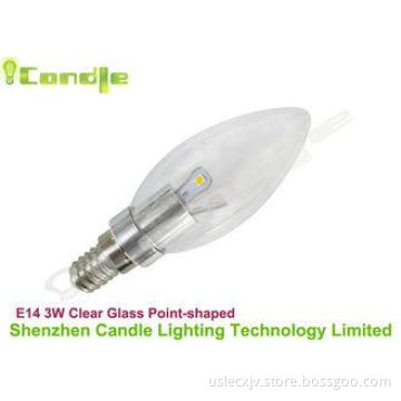 E14 Screw High Lumen LED Bulb 3w Transparent Cover 2400k 27